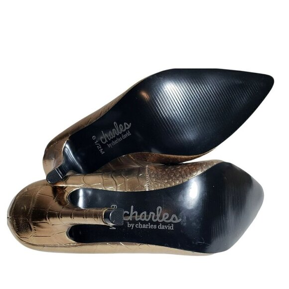 Charles David Womens Maxx Gold Pointed Toe Slip On High Heels Pumps Size 6.5 M - Picture 8 of 12